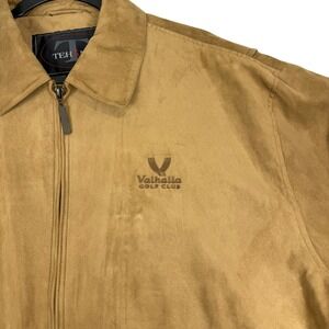 Vahalla Golf Club Faux Suede Tehama Jacket Mens Large Tan Full Zip